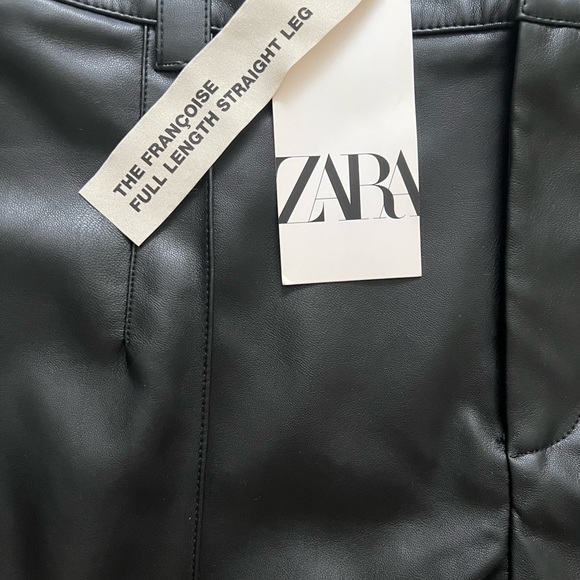 NWT Zara Straight Leg Full Length Faux Leather Pants - Picture 3 of 4